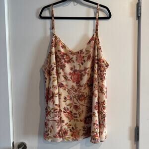 Torrid Sophie Floral Tank Top Cream V-Neck Adjustable Strap Pullover Sz 4X